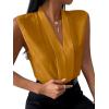 imageLYANER Womens Elegant V Neck Pleated Sleeveless Blouse Chiffon Work Shirt Tank TopGinger