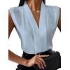 imageLYANER Womens Elegant V Neck Pleated Sleeveless Blouse Chiffon Work Shirt Tank TopLight Blue