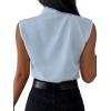 imageLYANER Womens Elegant V Neck Pleated Sleeveless Blouse Chiffon Work Shirt Tank TopLight Blue