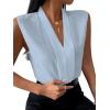 imageLYANER Womens Elegant V Neck Pleated Sleeveless Blouse Chiffon Work Shirt Tank TopLight Blue