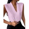 imageLYANER Womens Elegant V Neck Pleated Sleeveless Blouse Chiffon Work Shirt Tank TopLight Purple