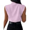 imageLYANER Womens Elegant V Neck Pleated Sleeveless Blouse Chiffon Work Shirt Tank TopLight Purple