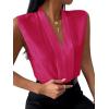 imageLYANER Womens Elegant V Neck Pleated Sleeveless Blouse Chiffon Work Shirt Tank TopRose