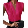 imageLYANER Womens Elegant V Neck Pleated Sleeveless Blouse Chiffon Work Shirt Tank TopRose