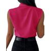 imageLYANER Womens Elegant V Neck Pleated Sleeveless Blouse Chiffon Work Shirt Tank TopRose