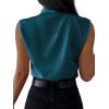 imageLYANER Womens Elegant V Neck Pleated Sleeveless Blouse Chiffon Work Shirt Tank TopTeal Blue