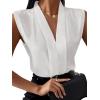 imageLYANER Womens Elegant V Neck Pleated Sleeveless Blouse Chiffon Work Shirt Tank TopWhite