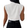 imageLYANER Womens Elegant V Neck Pleated Sleeveless Blouse Chiffon Work Shirt Tank TopWhite