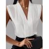 imageLYANER Womens Elegant V Neck Pleated Sleeveless Blouse Chiffon Work Shirt Tank TopWhite