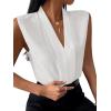 imageLYANER Womens Elegant V Neck Pleated Sleeveless Blouse Chiffon Work Shirt Tank TopWhite