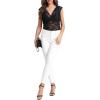 imageLYANER Womens Floral Lace Scallop V Neck Sleeveless Sheer Sexy Tank Top BlouseBlack