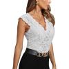 imageLYANER Womens Floral Lace Scallop V Neck Sleeveless Sheer Sexy Tank Top BlouseWhite
