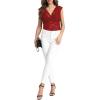 imageLYANER Womens Floral Lace Scallop V Neck Sleeveless Sheer Sexy Tank Top BlouseWine Red
