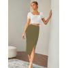 imageLYANER Womens High Waist Stretchy Rib Knit Split Slit Hem Midi Pencil SkirtArmy Green