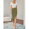 imageLYANER Womens High Waist Stretchy Rib Knit Split Slit Hem Midi Pencil SkirtArmy Green