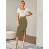 imageLYANER Womens High Waist Stretchy Rib Knit Split Slit Hem Midi Pencil SkirtArmy Green