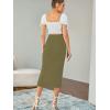imageLYANER Womens High Waist Stretchy Rib Knit Split Slit Hem Midi Pencil SkirtArmy Green