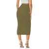 imageLYANER Womens High Waist Stretchy Rib Knit Split Slit Hem Midi Pencil SkirtArmy Green
