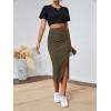 imageLYANER Womens High Waist Stretchy Rib Knit Split Slit Hem Midi Pencil SkirtArmy Green2