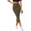 imageLYANER Womens High Waist Stretchy Rib Knit Split Slit Hem Midi Pencil SkirtArmy Green2