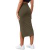 imageLYANER Womens High Waist Stretchy Rib Knit Split Slit Hem Midi Pencil SkirtArmy Green2
