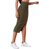 imageLYANER Womens High Waist Stretchy Rib Knit Split Slit Hem Midi Pencil SkirtArmy Green2