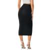 imageLYANER Womens High Waist Stretchy Rib Knit Split Slit Hem Midi Pencil SkirtBlack