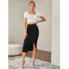 imageLYANER Womens High Waist Stretchy Rib Knit Split Slit Hem Midi Pencil SkirtBlack