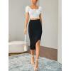 imageLYANER Womens High Waist Stretchy Rib Knit Split Slit Hem Midi Pencil SkirtBlack
