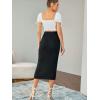 imageLYANER Womens High Waist Stretchy Rib Knit Split Slit Hem Midi Pencil SkirtBlack