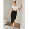 imageLYANER Womens High Waist Stretchy Rib Knit Split Slit Hem Midi Pencil SkirtBlack