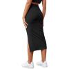 imageLYANER Womens High Waist Stretchy Rib Knit Split Slit Hem Midi Pencil SkirtBlack2