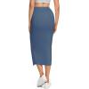 imageLYANER Womens High Waist Stretchy Rib Knit Split Slit Hem Midi Pencil SkirtBlue