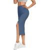 imageLYANER Womens High Waist Stretchy Rib Knit Split Slit Hem Midi Pencil SkirtBlue