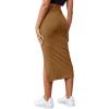 imageLYANER Womens High Waist Stretchy Rib Knit Split Slit Hem Midi Pencil SkirtCamel2