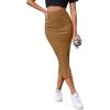 imageLYANER Womens High Waist Stretchy Rib Knit Split Slit Hem Midi Pencil SkirtCamel2