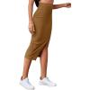 imageLYANER Womens High Waist Stretchy Rib Knit Split Slit Hem Midi Pencil SkirtCamel2
