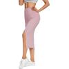 imageLYANER Womens High Waist Stretchy Rib Knit Split Slit Hem Midi Pencil SkirtDusty Pink
