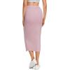 imageLYANER Womens High Waist Stretchy Rib Knit Split Slit Hem Midi Pencil SkirtDusty Pink