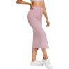 imageLYANER Womens High Waist Stretchy Rib Knit Split Slit Hem Midi Pencil SkirtDusty Pink