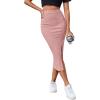 imageLYANER Womens High Waist Stretchy Rib Knit Split Slit Hem Midi Pencil SkirtDusty Pink2