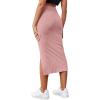 imageLYANER Womens High Waist Stretchy Rib Knit Split Slit Hem Midi Pencil SkirtDusty Pink2