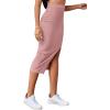 imageLYANER Womens High Waist Stretchy Rib Knit Split Slit Hem Midi Pencil SkirtDusty Pink2