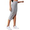 imageLYANER Womens High Waist Stretchy Rib Knit Split Slit Hem Midi Pencil SkirtGrey