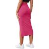 imageLYANER Womens High Waist Stretchy Rib Knit Split Slit Hem Midi Pencil SkirtHot Pink2