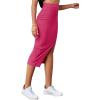 imageLYANER Womens High Waist Stretchy Rib Knit Split Slit Hem Midi Pencil SkirtHot Pink2