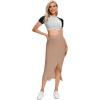 imageLYANER Womens High Waist Stretchy Rib Knit Split Slit Hem Midi Pencil SkirtKhaki