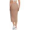 imageLYANER Womens High Waist Stretchy Rib Knit Split Slit Hem Midi Pencil SkirtKhaki