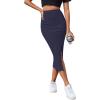 imageLYANER Womens High Waist Stretchy Rib Knit Split Slit Hem Midi Pencil SkirtNavy Blue2