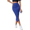 imageLYANER Womens High Waist Stretchy Rib Knit Split Slit Hem Midi Pencil SkirtRoyal Blue2